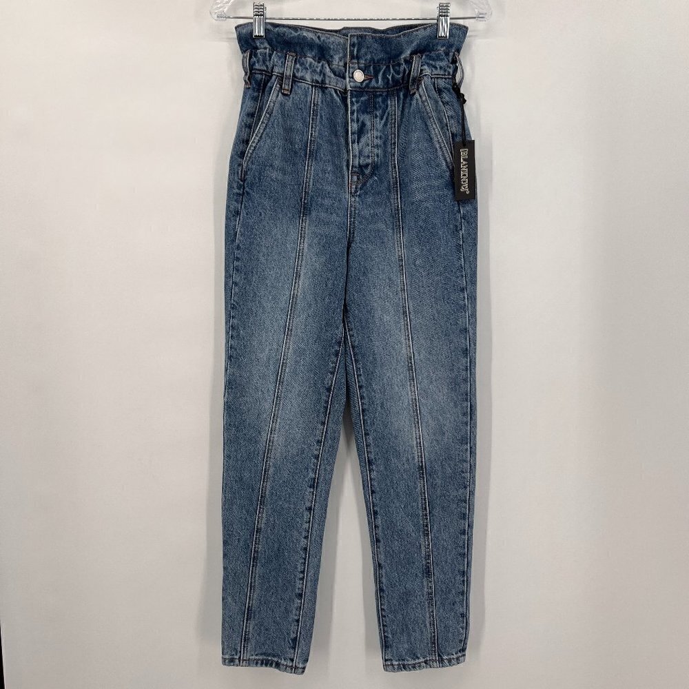 BLANK YNC Women's Denim Paperbag Straight Leg Jeans Size 24 NWT